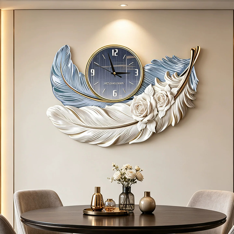 Luxury Watch Wall Clock - 고급 깃털 디자인 벽시계, 럭셔리 거실