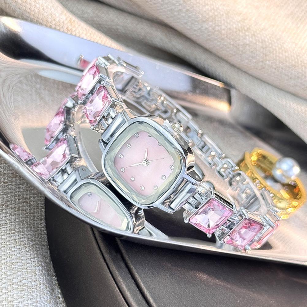 Luxury Watch Lady - 반짝이는 팔찌 시계 사각 다이얼 여성용