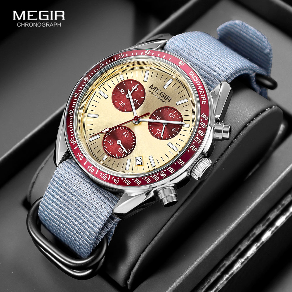 Luxury Watch Green Dial - MEGIR 새로운 남성용 나일론 땋은 스트랩