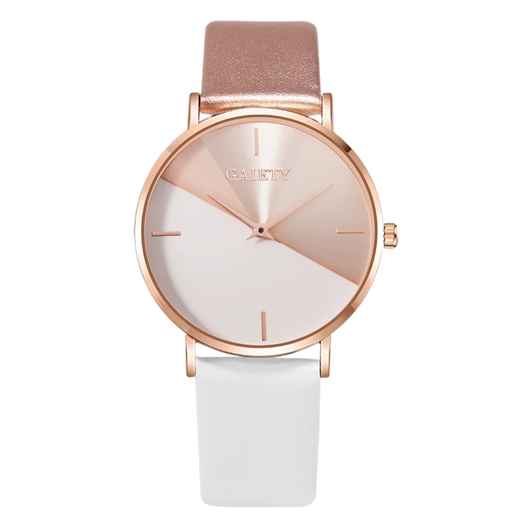 Luxury Watch Lady - 여성용 로즈 골드 가죽 시계, 럭셔리