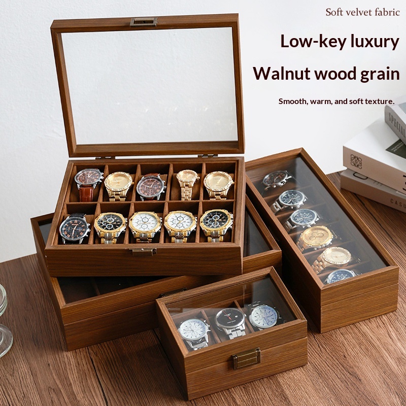 Luxury Watch House - 검은 호두나무 나뭇결 시계 보관 상자