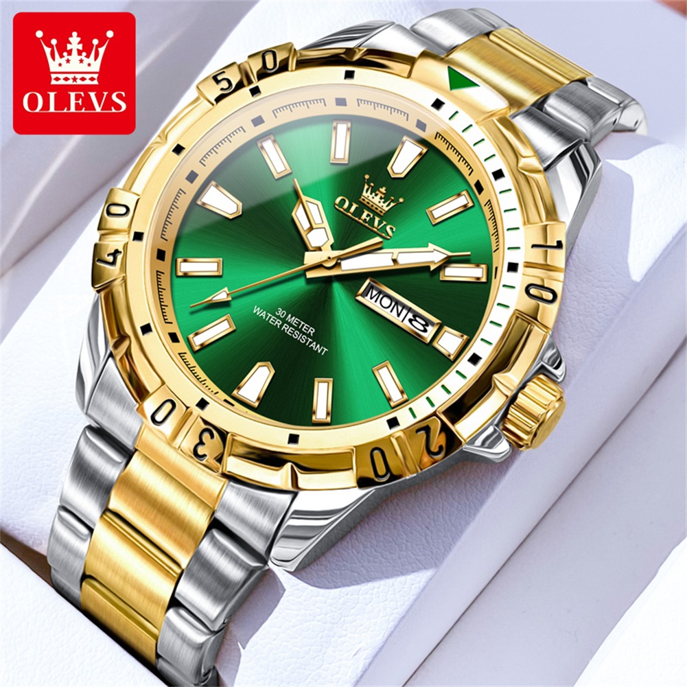 Luxury Watch Green Dial - OLEVS 5560 남성용 최고급 브랜드 쿼츠