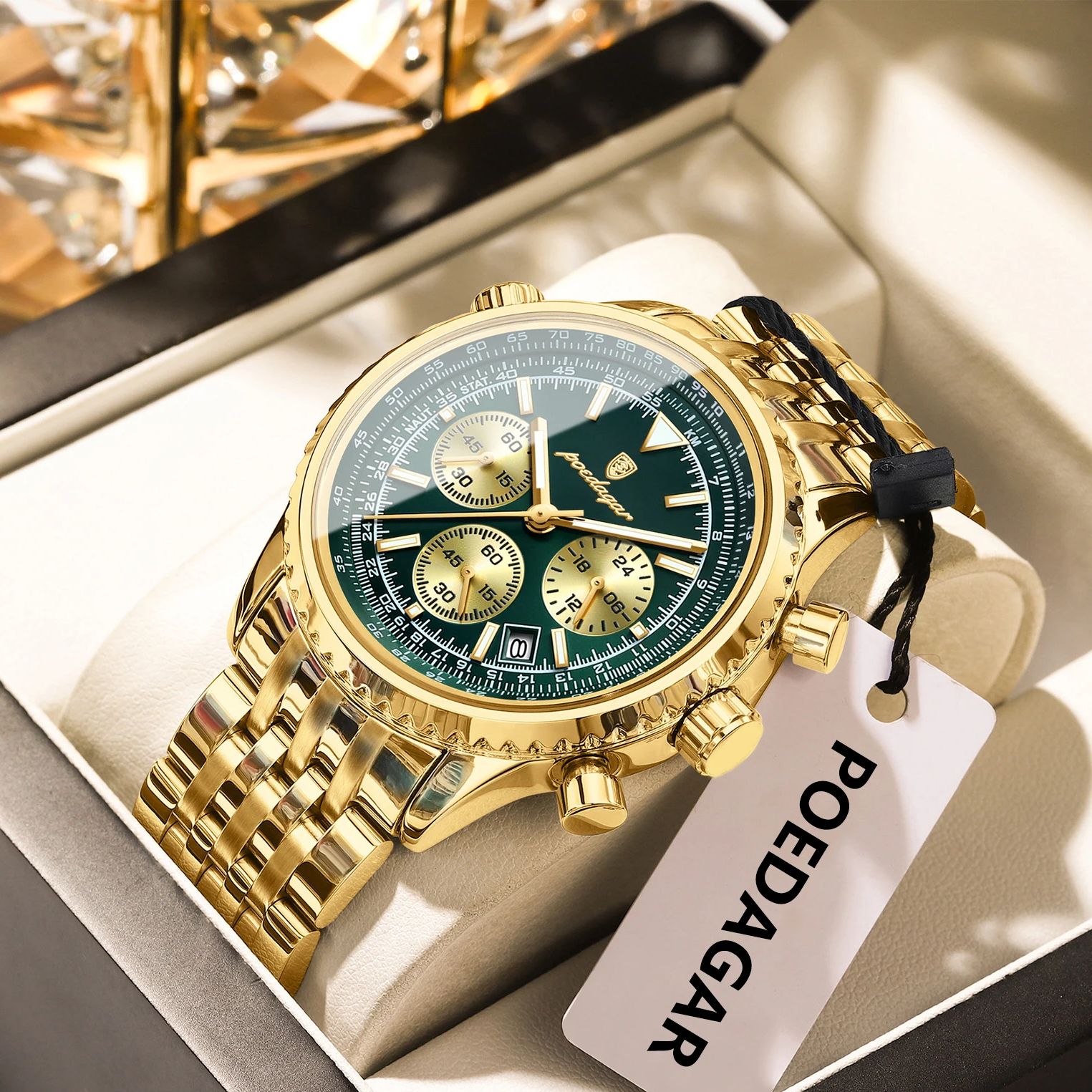 Luxury Watch Green Dial - 포에다가 최고급 남성용 손목시계 크로노그래프 날짜