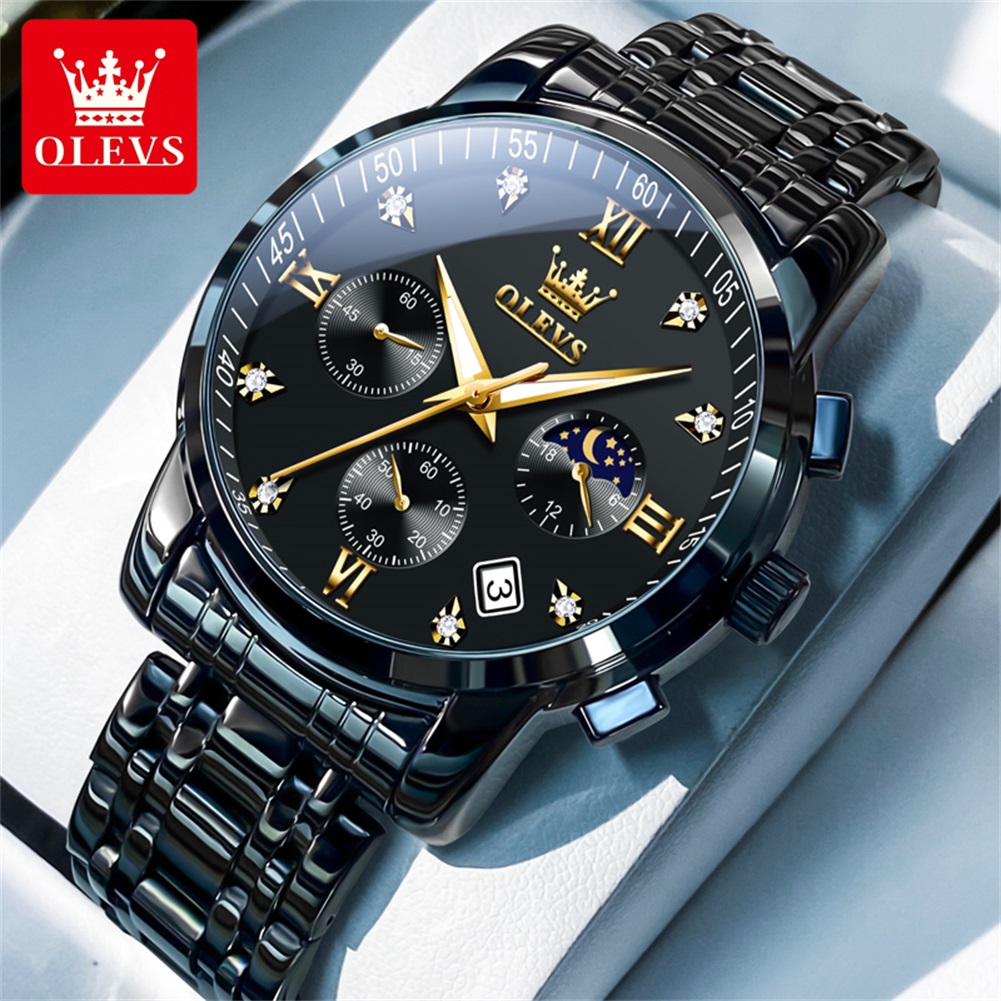Luxury Watch Moon Phase - OLEVS 인기 남성용 시계 스테인레스 스틸