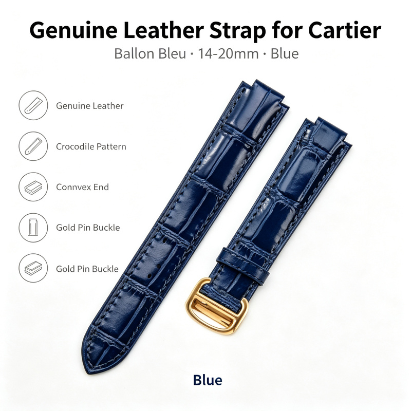 Cartier Watch Ballon Bleu - 14-20mm 카르티에 발롱 블루용 천연 가죽