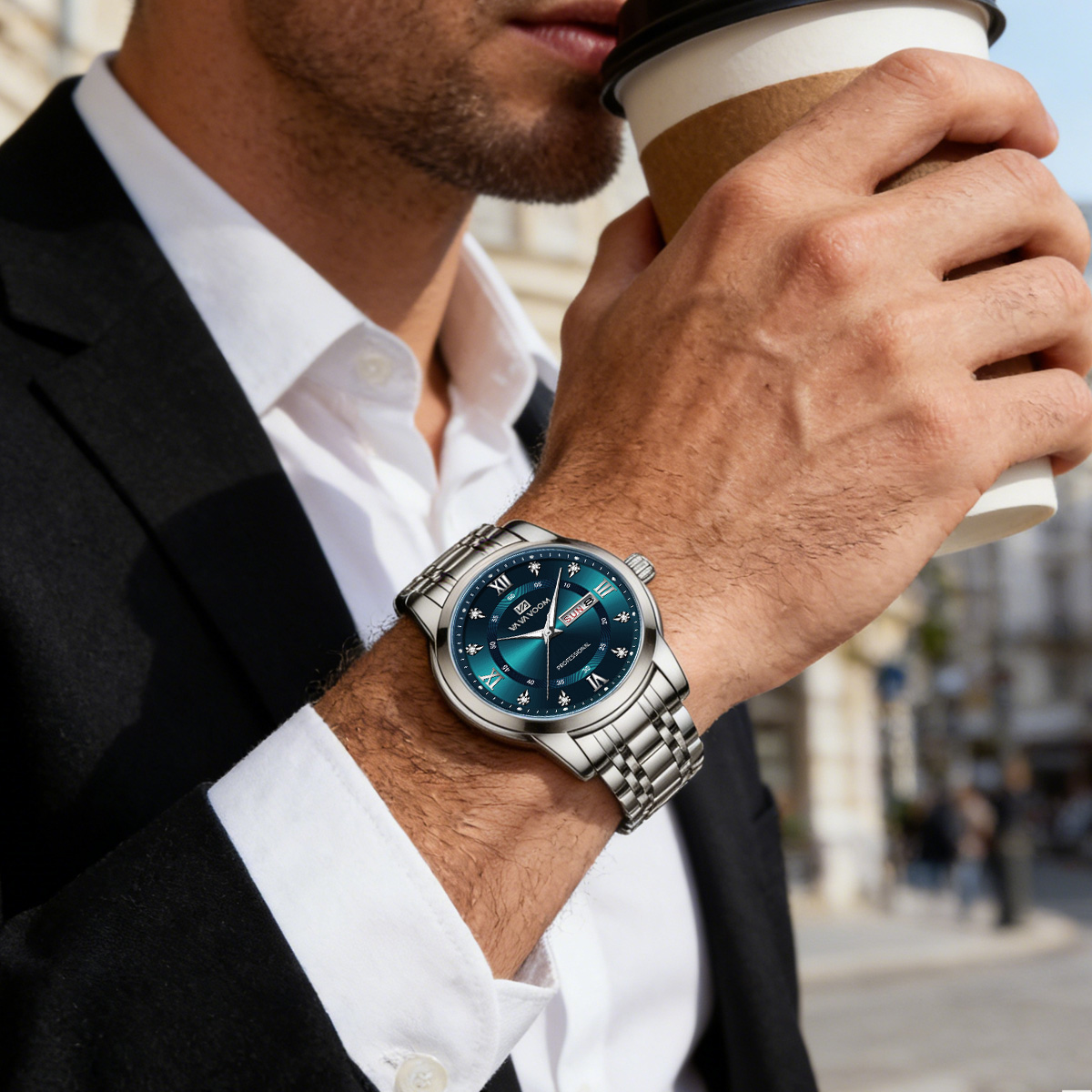 럭셔리 라인스톤 골드 링 스테인리스 스틸 시계, 41m - Luxury Watch Green Dial 리뷰 및 가격