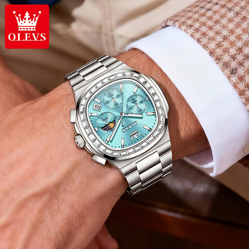 OLEVS 남성용 시계 클래식 럭셔리 지르콘 베젤 고급 - Luxury Watch Moon Phase 리뷰 및 가격