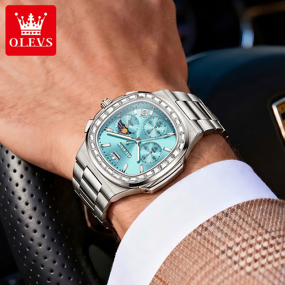 OLEVS 남성용 시계 클래식 럭셔리 지르콘 베젤 고급 - Luxury Watch Moon Phase 리뷰 및 가격