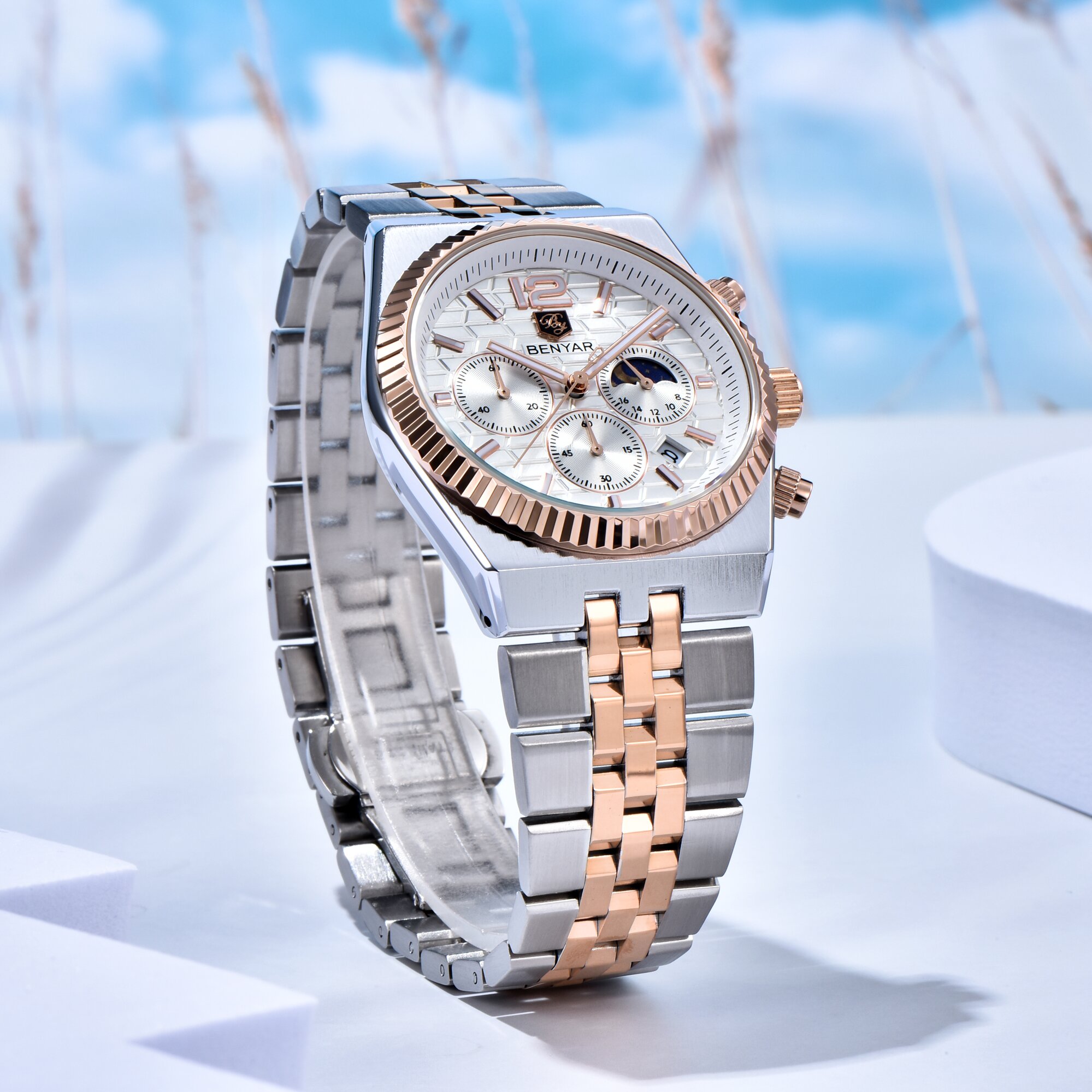 BENYAR 럭셔리 투톤 남성용 쿼츠 시계 문페이즈 디 - Luxury Watch Moon Phase 리뷰 및 가격