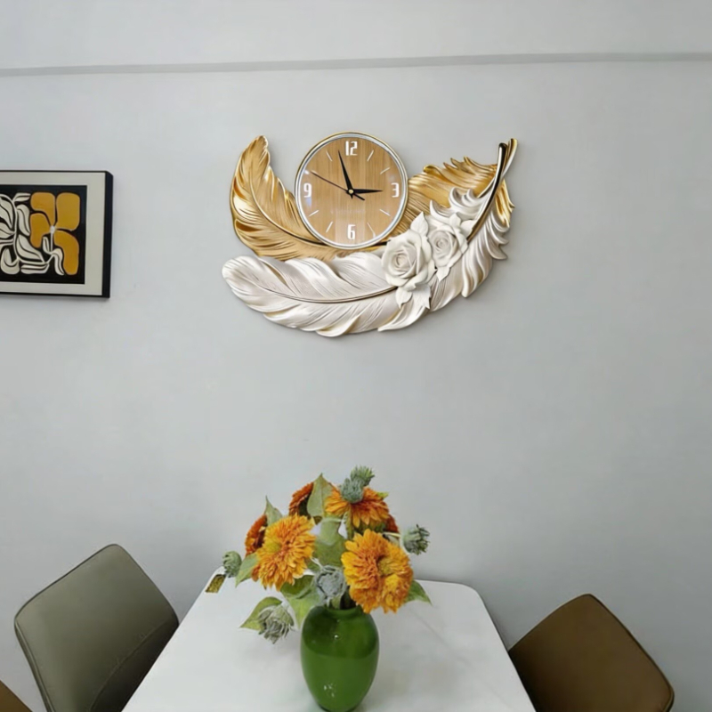 고급 깃털 디자인 벽시계, 럭셔리 거실 배경 벽 무소음 - Luxury Watch Wall Clock 리뷰 및 가격