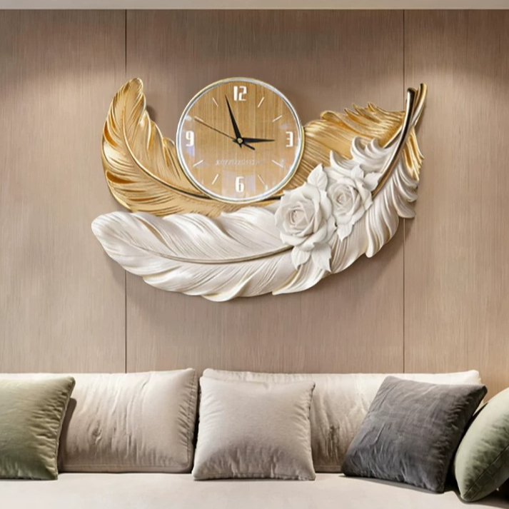 고급 깃털 디자인 벽시계, 럭셔리 거실 배경 벽 무소음 - Luxury Watch Wall Clock 리뷰 및 가격
