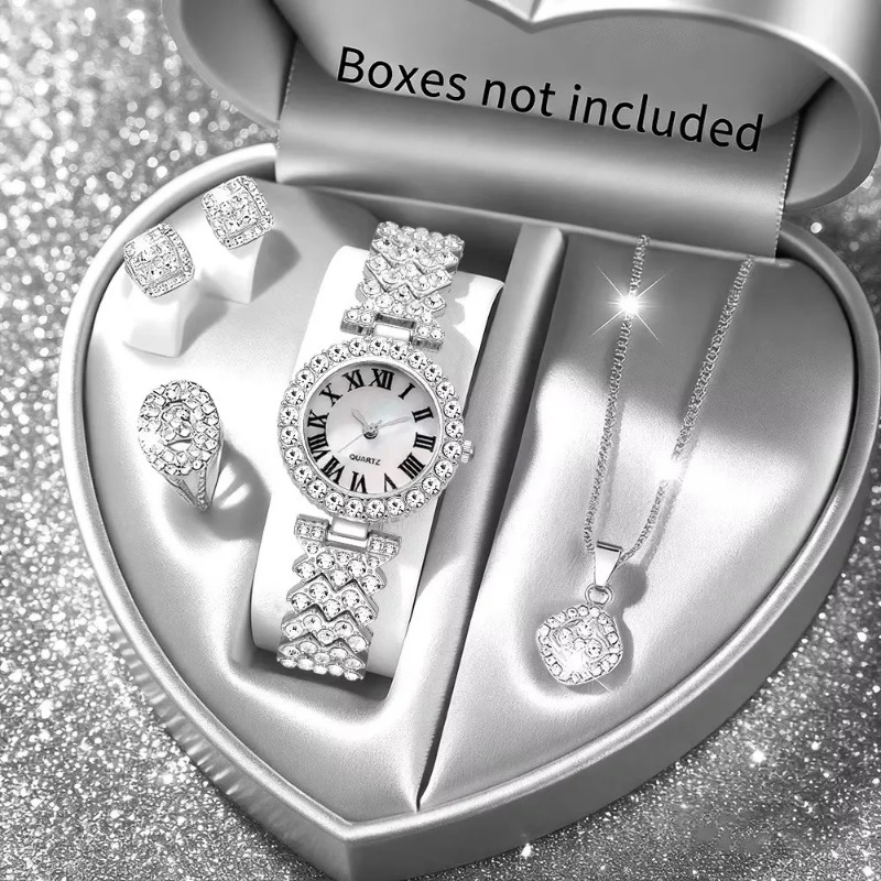 5PCS 럭셔리 라인스톤 여성용 시계 쥬얼리 세트 로마 - Luxury Watch Holder 리뷰 및 가격