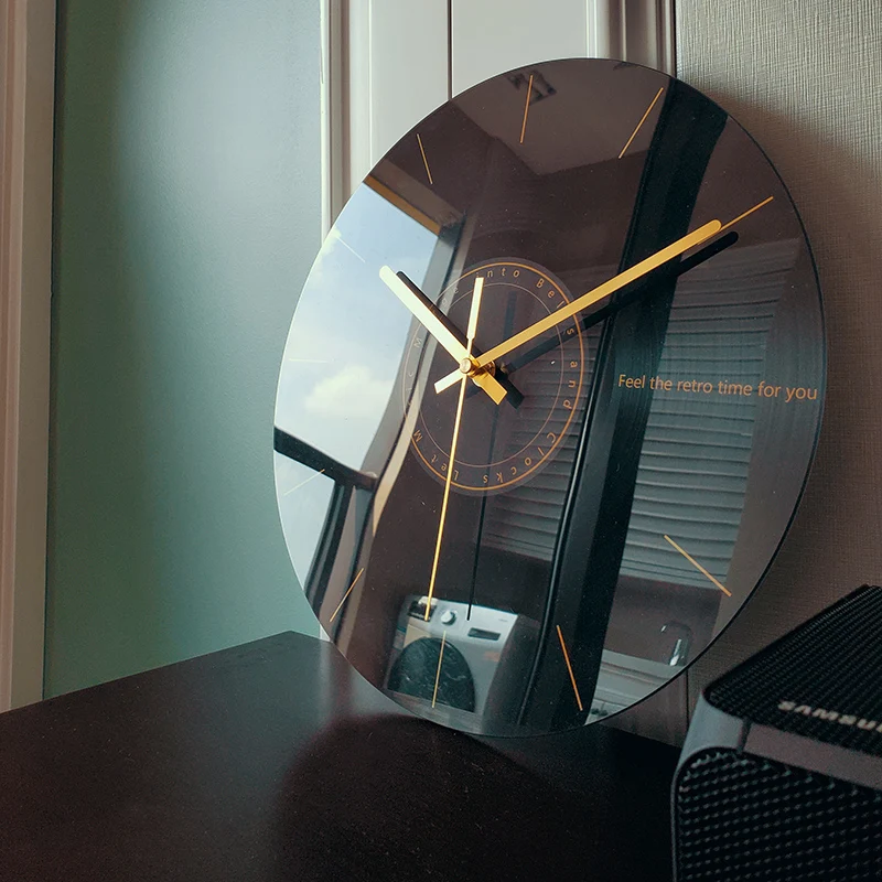 럭셔리 침묵 벽시계 거실 유리 시계 벽 홈 장식 크리  - Luxury Watch Wall Clock 리뷰 및 가격