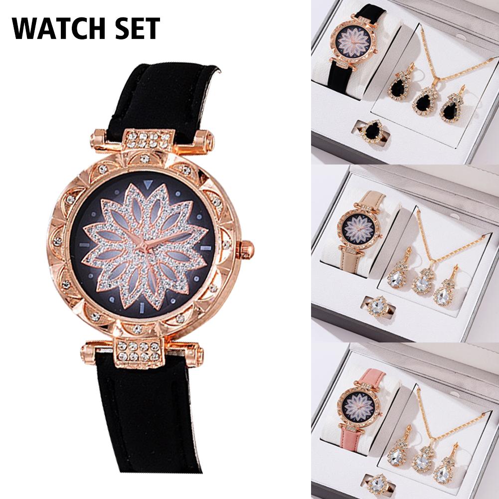 여성용 쿼츠 시계 고급 여성 반지 목걸이 귀걸이 라인스 - Luxury Watch Lady 리뷰 및 가격