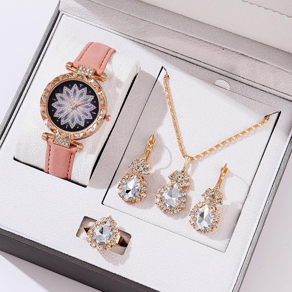 여성용 쿼츠 시계 고급 여성 반지 목걸이 귀걸이 라인스 - Luxury Watch Lady 리뷰 및 가격