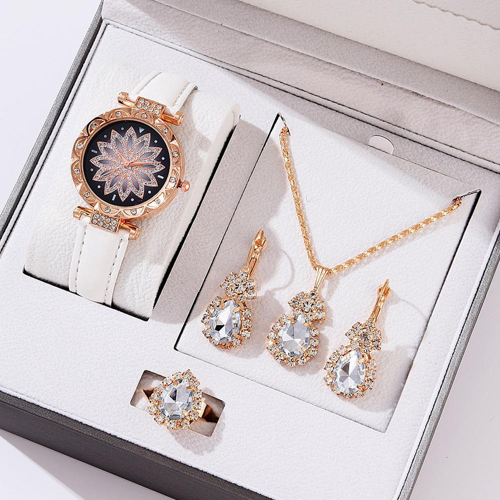 여성용 쿼츠 시계 고급 여성 반지 목걸이 귀걸이 라인스 - Luxury Watch Lady 리뷰 및 가격