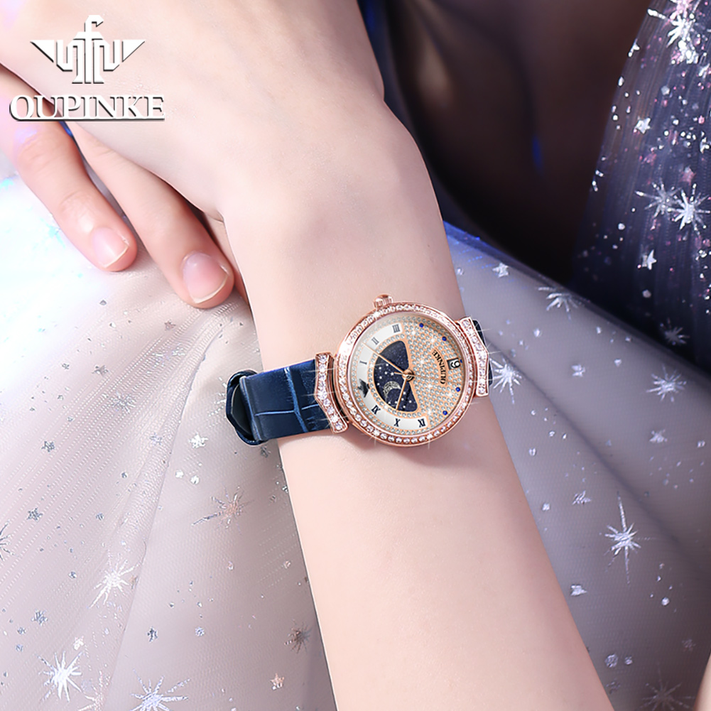 OUPINKE 3216 여성용 시계 방수 로마 스케일  - Luxury Watch Moon Phase 리뷰 및 가격