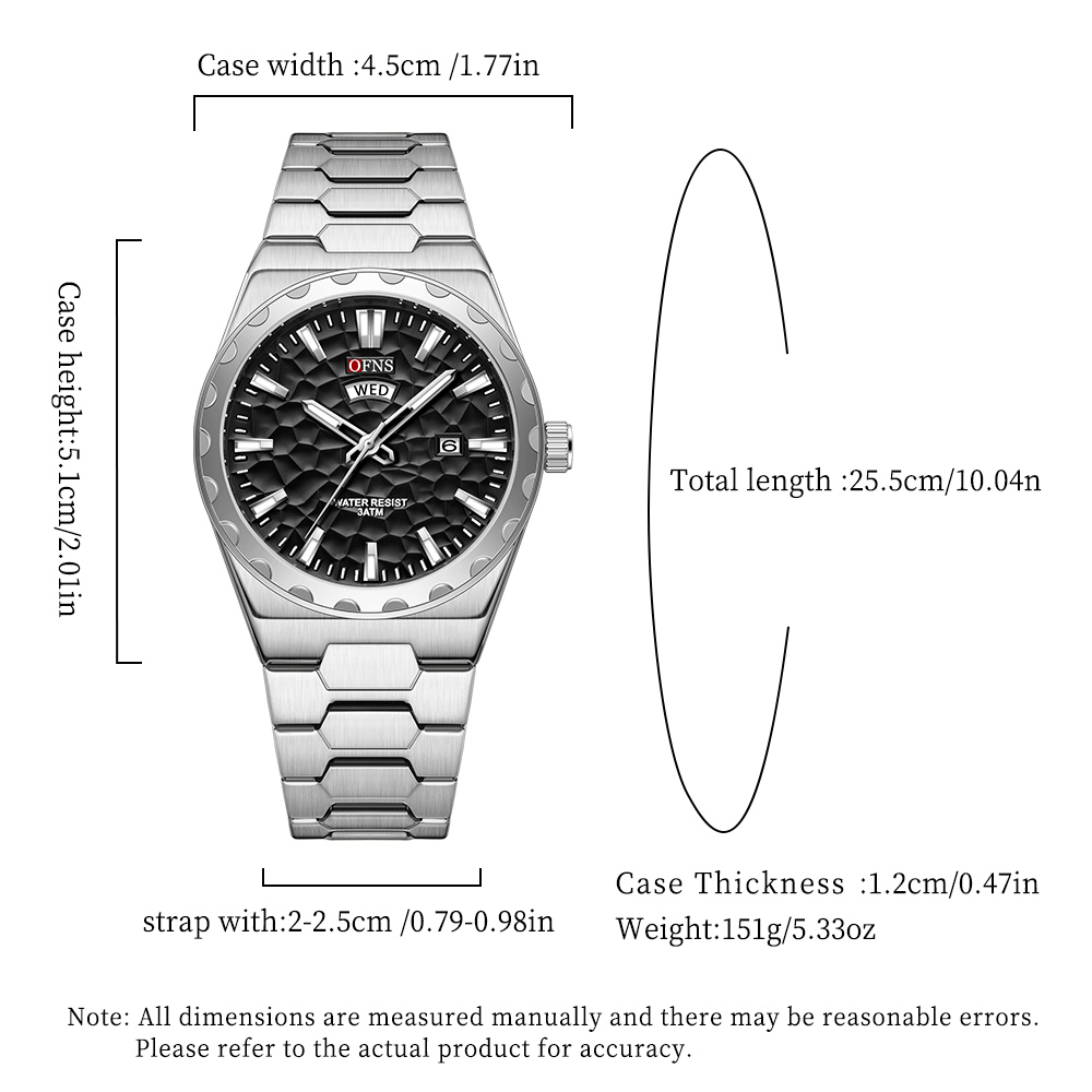 OFNS 비즈니스 남성용 시계 쿼츠 날짜 요일 표시 고 - Luxury Watch Green Dial 리뷰 및 가격