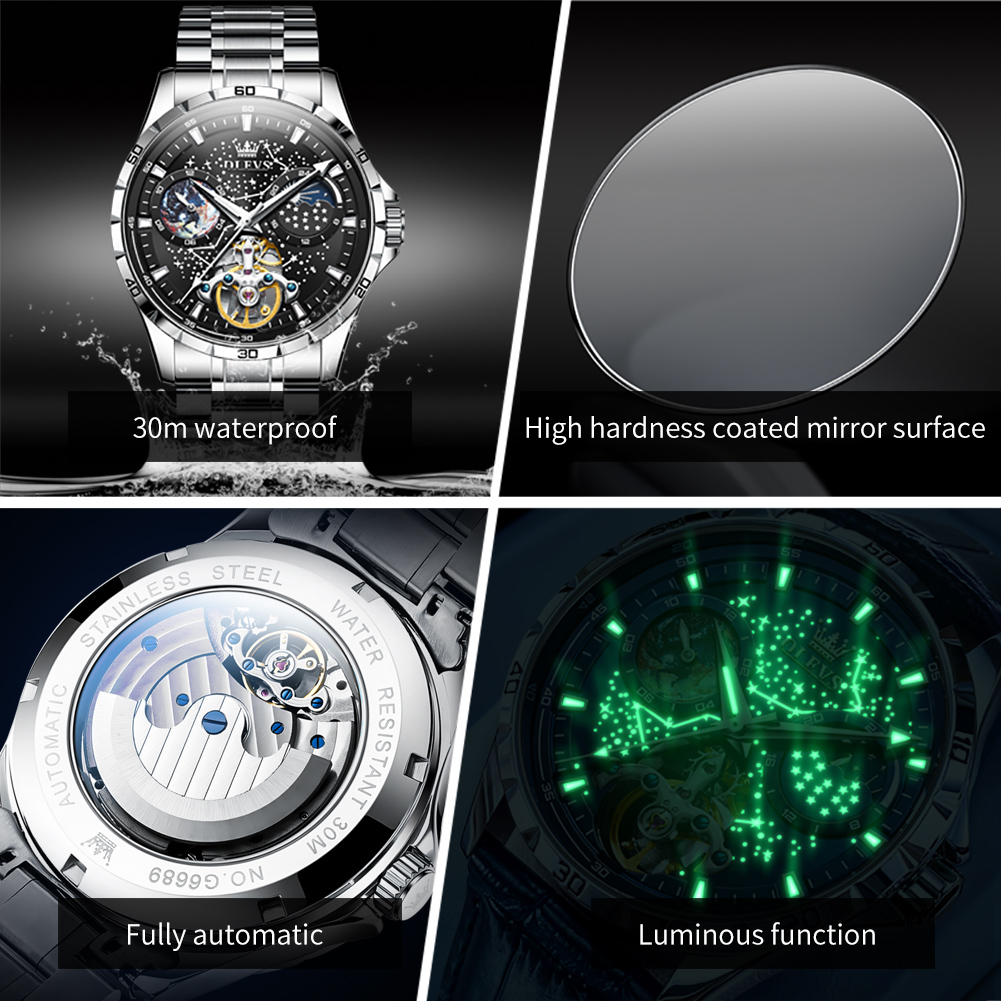 OLEVS 6689 럭셔리 브랜드 문페이즈 오토매틱 시 - Luxury Watch Moon Phase 리뷰 및 가격
