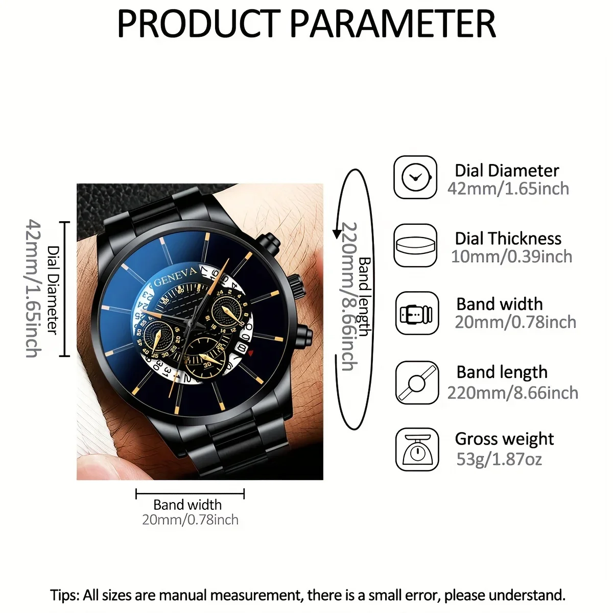 3개/1개 남성용 패셔너블 쿼츠 시계 세트, 스테인리스 - Luxury Watch Under 20000 리뷰 및 가격