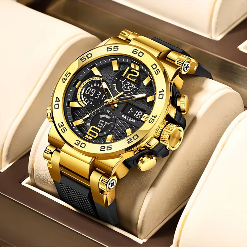 블랙 최고급 남성 스포츠 시계, 5ATM 방수, 듀얼  - Luxury Watch Level 리뷰 및 가격