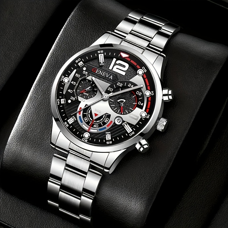 남성용 제네바 시계 세트 4가지 스타일 고급 크로노그래 - Luxury Watch Under 20000 리뷰 및 가격