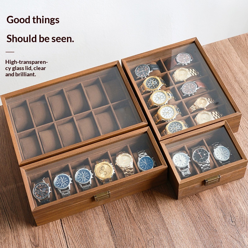 검은 호두나무 나뭇결 시계 보관 상자 시계 배치 상자  - Luxury Watch House 리뷰 및 가격