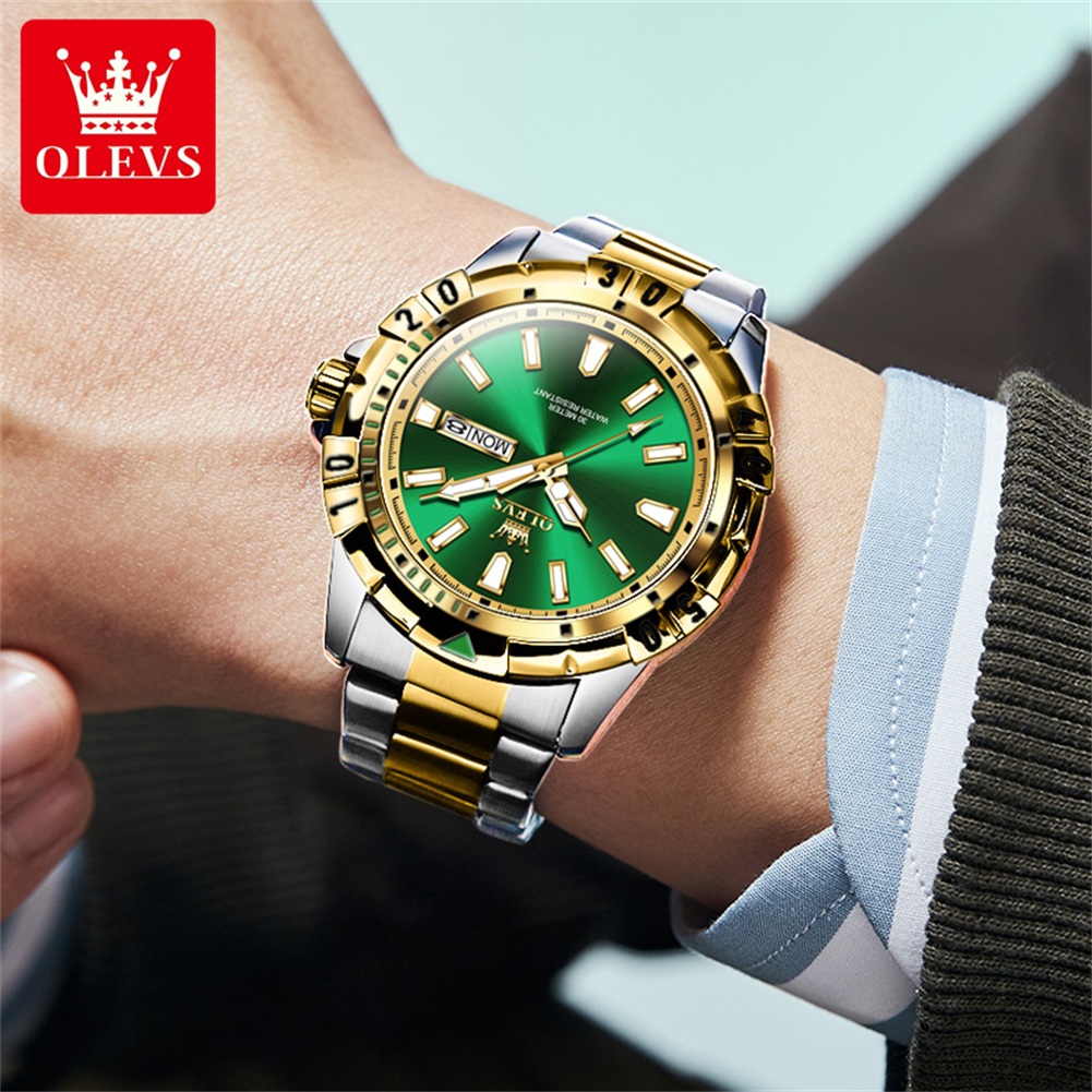 OLEVS 5560 남성용 최고급 브랜드 쿼츠 손목시계 - Luxury Watch Green Dial 리뷰 및 가격