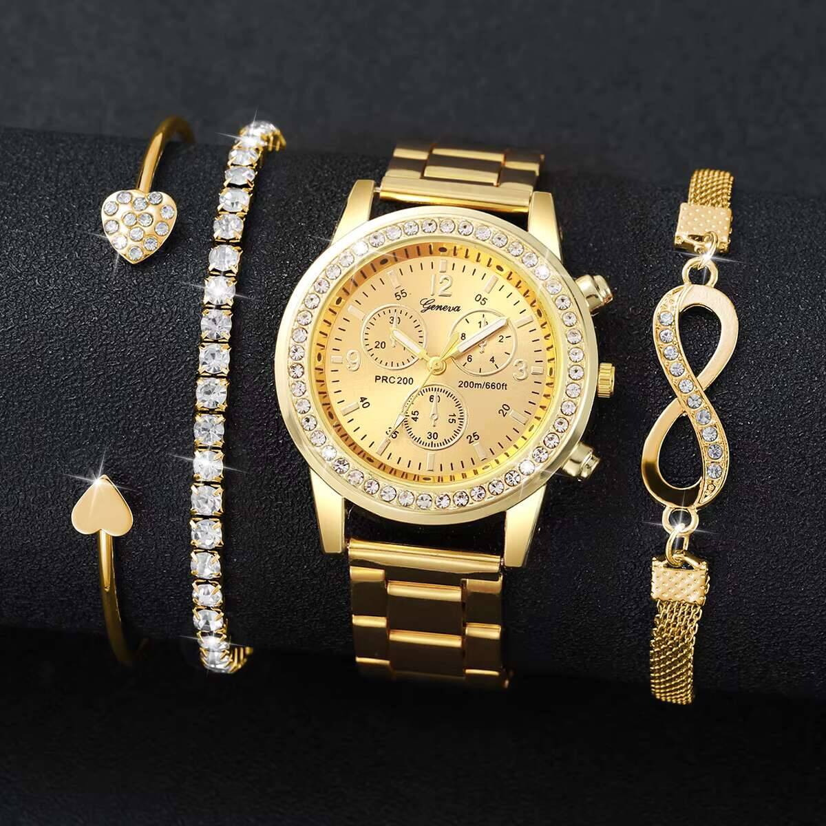 4개/세트 럭셔리 라인스톤 여성용 시계 패션 여성용 쿼 - Luxury Watch Holder 리뷰 및 가격