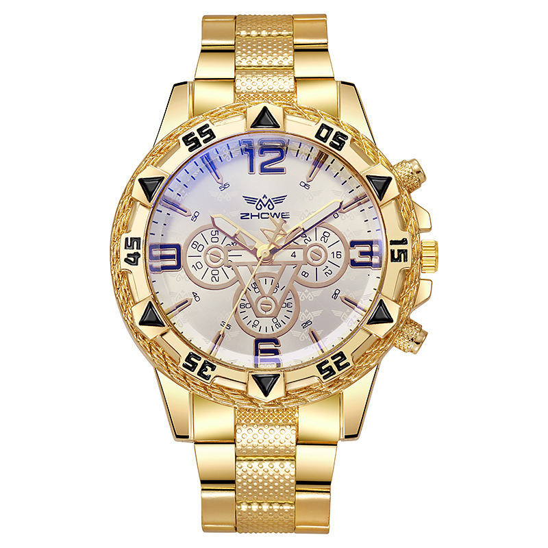 남성용 쿼츠 손목시계 골드 블루 라이트 스틸 밴드 대형 - Luxury Watch Under 20000 리뷰 및 가격