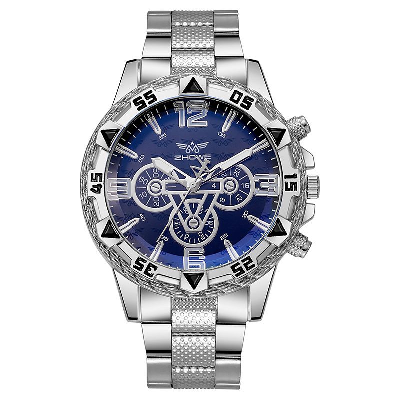 남성용 쿼츠 손목시계 골드 블루 라이트 스틸 밴드 대형 - Luxury Watch Under 20000 리뷰 및 가격