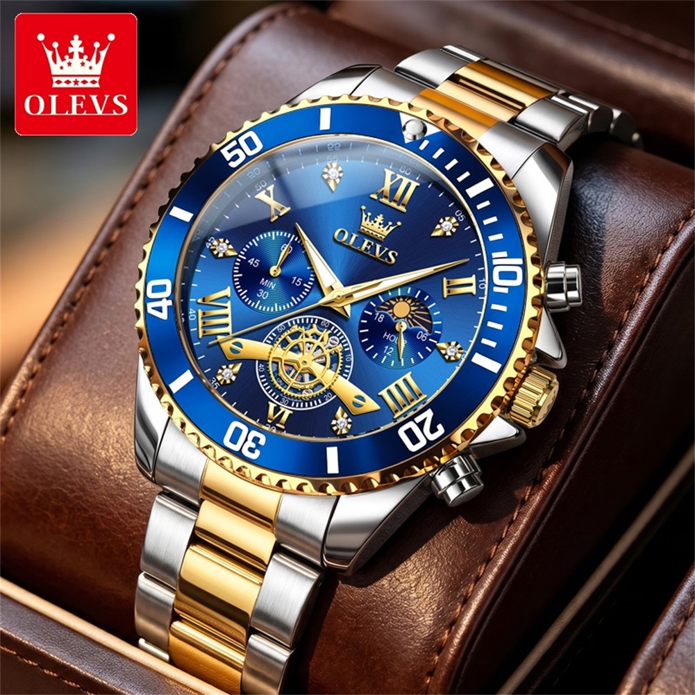 럭셔리 OLEVS 쿼츠 골드 메탈 밴드 시계, 선앤문  - Luxury Watch Moon Phase 리뷰 및 가격