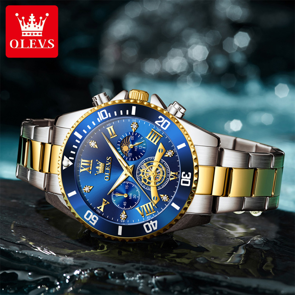 럭셔리 OLEVS 쿼츠 골드 메탈 밴드 시계, 선앤문  - Luxury Watch Moon Phase 리뷰 및 가격