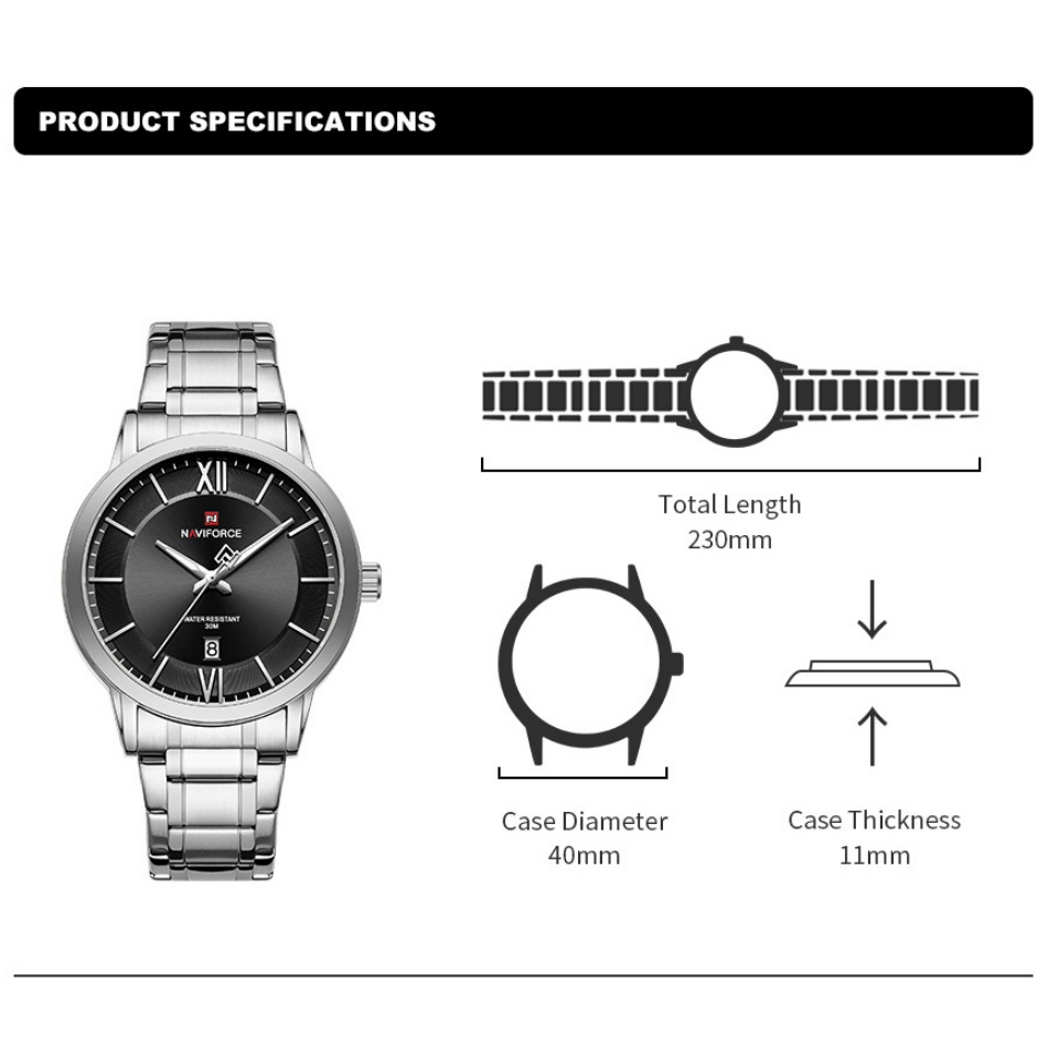 남성용 NAVIFORCE 시계 패션 비즈니스 캘린더 디 - Field Watch Military 리뷰 및 가격